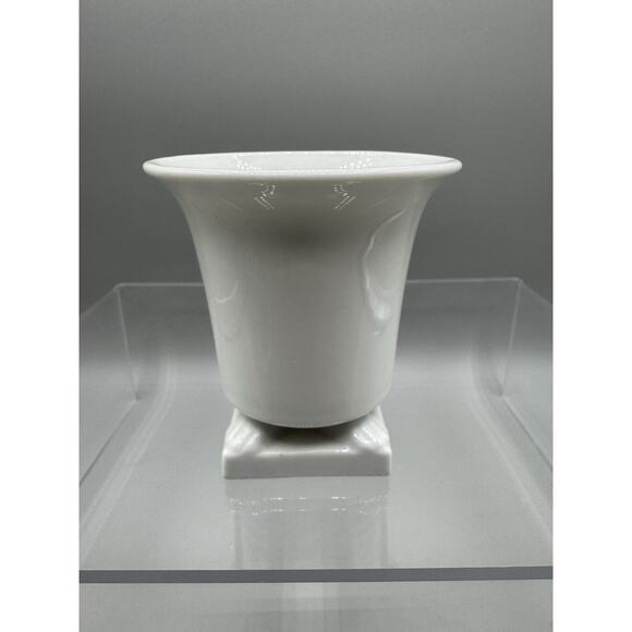 Cachepot Porcelain Vintage Claw Foot MCM Retro Tall Planter Flower Vase White - Picture 1 of 7
